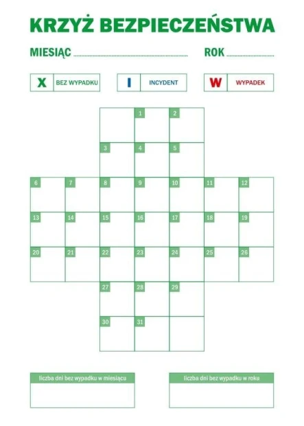 Magnetyczna suchościeralna tablica lean krzyż bezpieczeństwa 079 - Wzór graficzny. Tablica z siatką w formie krzyża