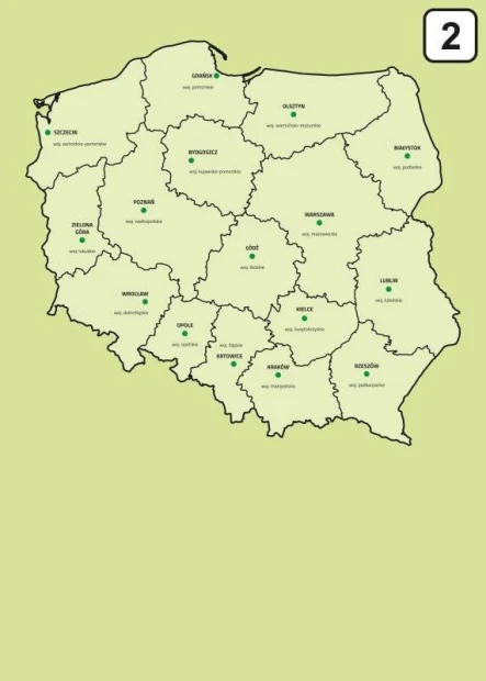 Magnetyczna tablica suchościeralna mapa Polski z podziałem na województwa 238 - Wzór graficzny. Mapa z konturami województw