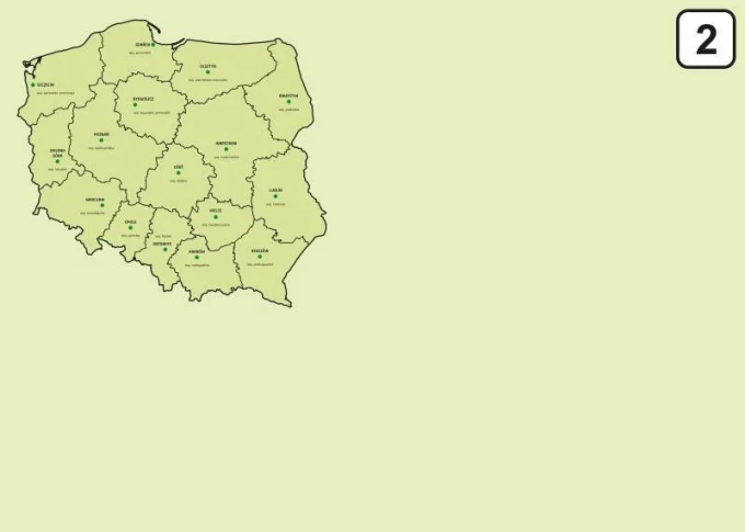 Magnetyczna tablica suchościeralna mapa Polski z podziałem na województwa 240 - Wzór graficzny. Mapa z konturami województw