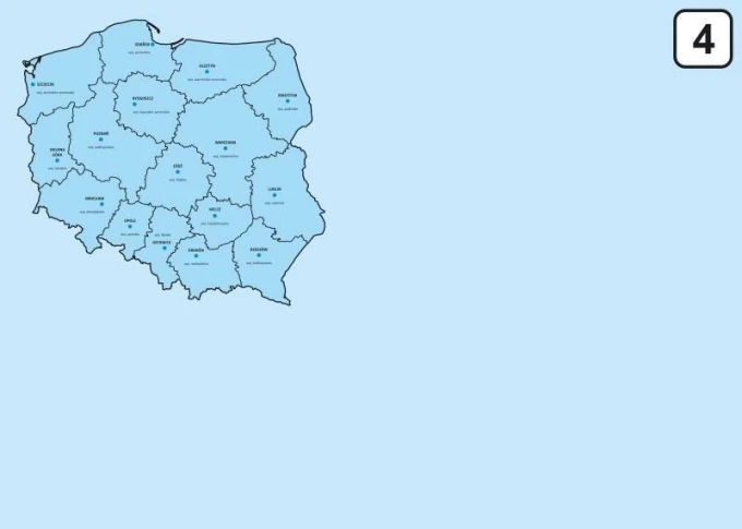 Magnetyczna tablica suchościeralna mapa Polski z podziałem na województwa 240 - Wzór graficzny. Mapa Polski z wyraźnymi