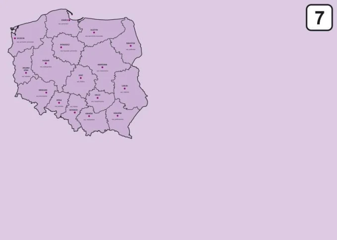 Magnetyczna tablica suchościeralna mapa Polski z podziałem na województwa 240 - Wzór graficzny. Mapa Polski z wyraźnymi