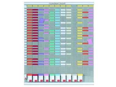 Planer T-Card roczny duży (12 kolumn x 54 linie) - Wzór graficzny. Prostokątne panele w różnych kolorach z oknami