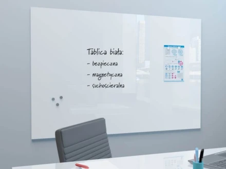 Tablica szklana magnetyczna biała 120x90cm