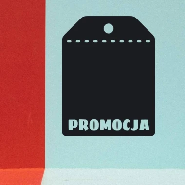 Naklejka kredowa dla handlu promocja 241 - Wzór graficzny. Czarne tło z napisem PROMOCJA i wycięciem na górze
