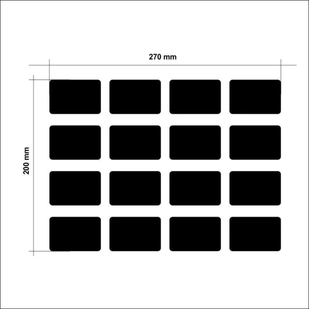 Etykiety kredowe na słoiki prostokąty 005 - komplet 16 szt - Wzór graficzny. Prostokątne kształty w czarnym kolorze
