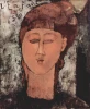 Reprodukcja L enfant gras, Amedeo Modigliani - Wzór graficzny. Obraz przedstawia stylizowaną twarz kobiety z zamkniętymi