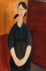 Reprodukcja Portrait of Paulette Jourdain, Amedeo Modigliani - Wzór graficzny. Postać kobiety w czarnej sukni z długimi