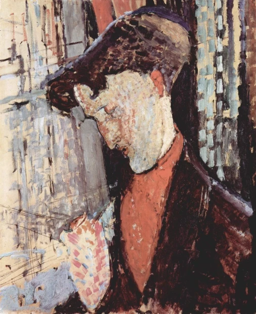 Reprodukcja Portrait of Frank Burty Haviland, Amedeo Modigliani - Wzór graficzny. Postać mężczyzny w kapeluszu, z profilu