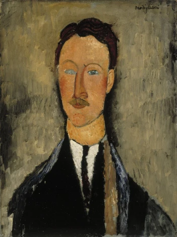 Reprodukcja Portrait of the Artist Leopold Survage, Amedeo Modigliani - Wzór graficzny. Postać mężczyzny z wyraźnymi rysami