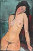 Reprodukcja Seated Nude, Amedeo Modigliani - Wzór graficzny. Postać kobieca w pozycji siedzącej, z zamkniętymi oczami