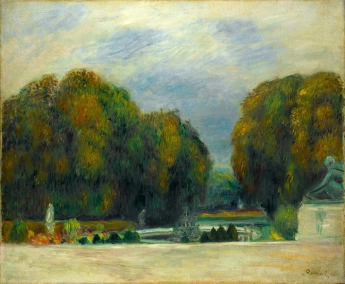 Reprodukcja Versailles, Renoir Auguste - Wzór graficzny. Obraz przedstawia park z drzewami i fontanną