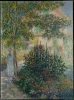 Reprodukcja Camille Monet in the Garden at Argenteuil, Claude Monet - Wzór graficzny. Obraz przedstawia postać w jasnym