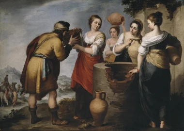 Reprodukcja Chrzest The Baptism of Christ, Bartolome Esteban Murillo - Wzór graficzny. Postacie w tradycyjnych strojach