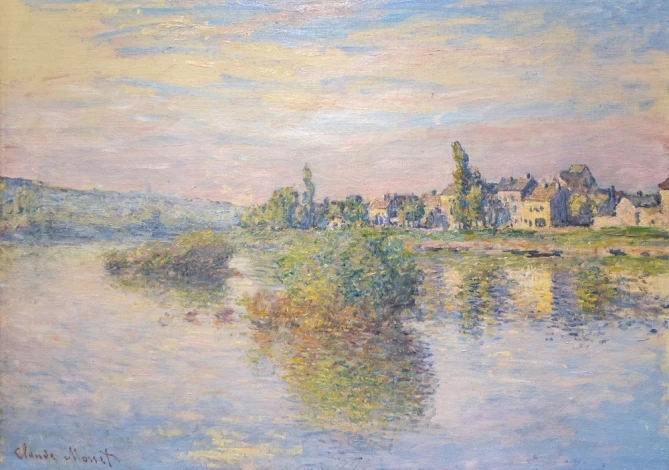 Reprodukcja Banks of the Seine Claudea Moneta w pastelowych odcieniach, idealna do nowoczesnego salo