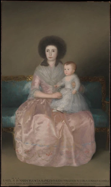 Reprodukcja Portret hrabiny Altamiry i jej córki Marii Agustyny w eleganckim salonie, dodająca klasy