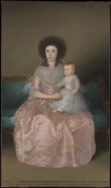 Reprodukcja Portret hrabiny Altamiry i jej córki Marii Agustyny w eleganckim salonie, dodająca klasy