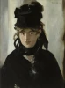 Reprodukcja Berthe Morisot au bouquet de violettes, Edouard Manet - Wzór graficzny. Portret młodej kobiety w czarnym