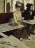 Reprodukcja In a cafe or L’Absinthe, Edgar Degas - Aranżacja w kawiarni. Ciemne meble, jasne zasłony, stonowane kolory