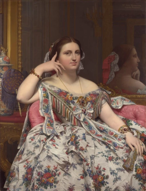 Reprodukcja obrazu Madame Paul-Sigisbert Moitessier Jeana-Auguste’a-Dominique’a Ingresa przedstawiająca portret kobiety