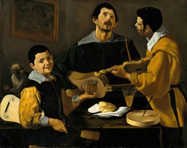Reprodukcja The Three Musicians w stylowej aranżacji, ożywiająca nowoczesny salon swoimi ciepłymi ba
