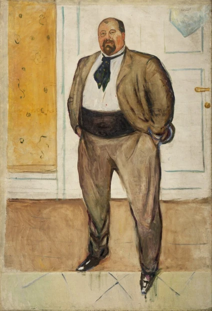 Reprodukcja Consul Christen Sandberg, Edvard Munch - Wzór graficzny. Mężczyzna w garniturze stoi na tle jasnej ściany