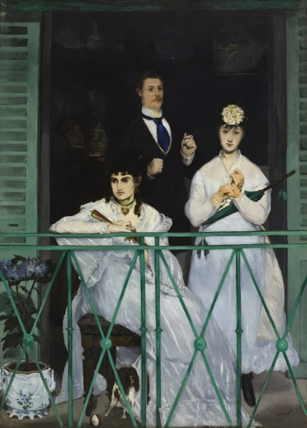 Reprodukcja The Balcony, Edouard Manet - Aranżacja w salonie. Ściany w jasnym kolorze, meble w stylu klasycznym