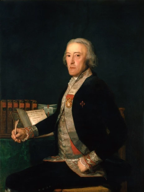 Reprodukcja Portrait of Felix Colon de Larriategu, Francisco Goya - Wzór graficzny. Mężczyzna w eleganckim stroju siedzi