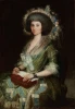 Reprodukcja Portrait of Senora Cean Bermudez, Francisco Goya - Wzór graficzny. Postać kobiety w zielonej sukni z białymi