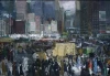Reprodukcja New York, George Bellows - Wzór graficzny. Miejski pejzaż z tłumem ludzi, pojazdami i wysokimi budynkami