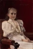 Reprodukcja Seated Young Girl, Klimt Gustav - Wzór graficzny. Młoda dziewczyna w białej sukni siedzi na krześle