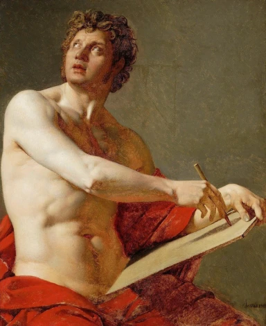 Reprodukcja Academic study of a male torso, Jean Auguste Dominique Ingres - Wzór graficzny. Mężczyzna z nagim torsem