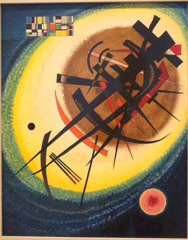 Reprodukcja In the Bright Oval, Wassily Kandinsky - Wzór graficzny. Kompozycja z dynamicznymi liniami, okręgami