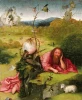 Reprodukcja Saint John the Baptist in the Wilderness, Hieronymus Bosch - Wzór graficzny. Postać świętego leży na ziemi
