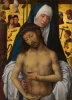 Reprodukcja The Man of Sorrows in the arms of the Virgin, Hans Memling - Wzór graficzny. Postacie w centralnej kompozycji