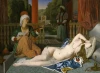 Reprodukcja Odalisque with Slave, Jean Auguste Dominique Ingres - Aranżacja w salonie. Ściany w ciepłych kolorach, styl