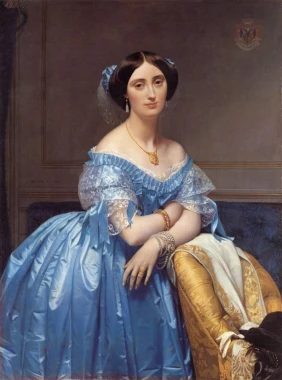 Reprodukcja Portrait of Princess Albert de Broglie, Jean Auguste Dominique Ingres - Wzór graficzny. Postać kobiety