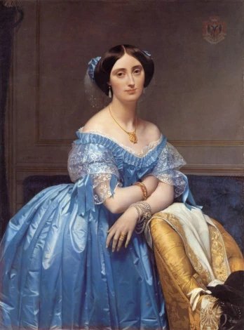 Reprodukcja Portrait of Princess Albert de Broglie, Jean Auguste Dominique Ingres - Wzór graficzny. Postać kobiety