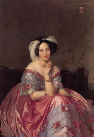 Reprodukcja Portrait of the Baronness James de Rothschild, Jean Auguste Dominique Ingres - Wzór graficzny. Postać kobiety