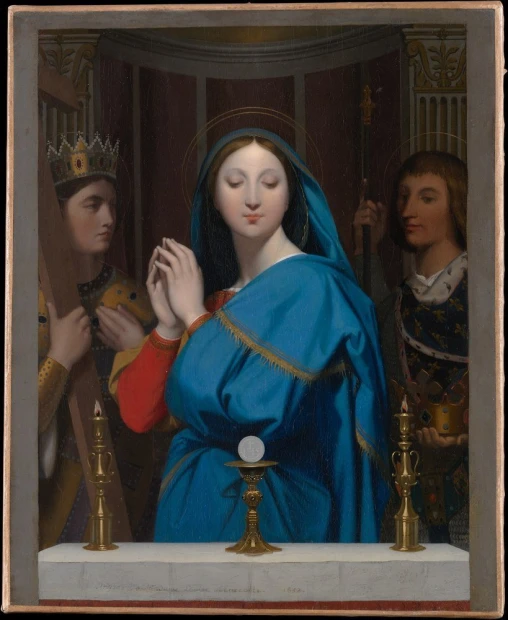 Reprodukcja The Virgin Adoring the Host. Measures, Jean Auguste Dominique Ingres - Wzór graficzny. Postacie w strojach