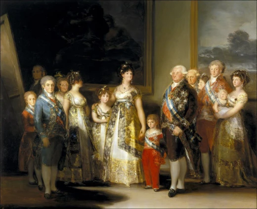Reprodukcja obrazu Francisco Goi Charles IV of Spain and His Family przedstawiająca hiszpańską rodzinę królewską