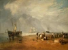 Reprodukcja The Fish Market at Hastings Beach, William Turner - Wzór graficzny. Obraz przedstawia plażę z rybakami, łodziami