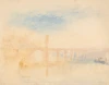 Reprodukcja The Moselle Bridge, Coblenz, William Turner - Wzór graficzny. Most z łukami na tle rozmytego nieba i wody