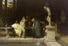 Reprodukcja An Art Lover, Lawrence Alma-Tadema - Aranżacja w wnętrzu rzymskiego domu. Ściany w ciemnych kolorach, klasyczne