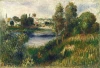 Reprodukcja Landscape at Vetheuil, Renoir Auguste - Wzór graficzny. Obraz przedstawia krajobraz z rzeką, drzewami