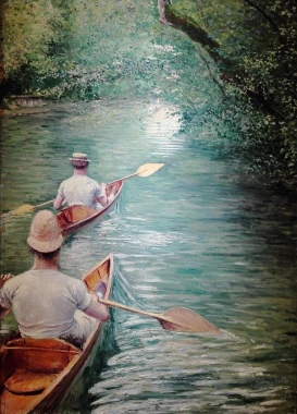 Reprodukcja Les Perissoires by Gustave Caillebotte, Gustave Caillebotte - Wzór graficzny. Dwa wiosłujące mężczyźni
