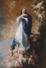 Reprodukcja Immaculate of Soult, Bartolome Esteban Murillo - Wzór graficzny. Postać Maryi w białej szacie otoczona aniołkami