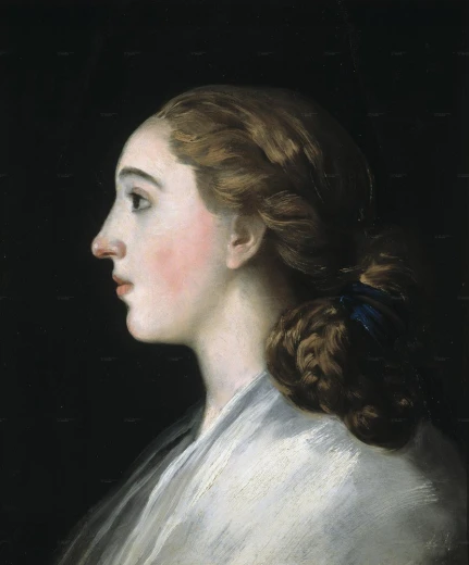 Reprodukcja Maria Teresa de Vallabrigda, Francisco Goya - Wzór graficzny. Postać kobieca w profilu, z warkoczem i jasnym