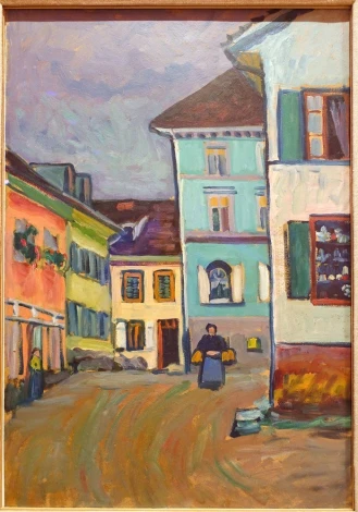 Reprodukcja Murnau, Top of the Johannisstrasse, Wassily Kandinsky - Aranżacja w miejskim otoczeniu. Ściany w pastelowych