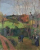 Reprodukcja Le saule, Gauguin Paul - Wzór graficzny. Obraz przedstawia postacie w ogrodzie, drzewa i krajobraz