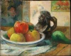 Reprodukcja Still Life with Apples, a Pear, and a Ceramic Portrait Jug, Gauguin Paul - Wzór graficzny. Na obrazie widoczna